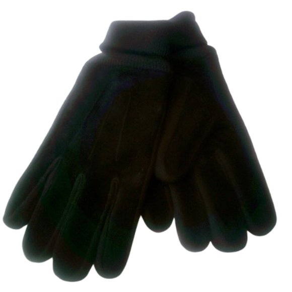 Leather Thinsulate Gloves, Black Leather Gloves with Acrylic Cuff Size M/L NWOT - Picture 5 of 7